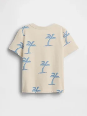 Camiseta con bolsillo y estampado combinable para bebés y niños