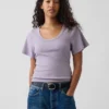 Camiseta con cuello redondo acanalado