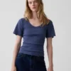 Camiseta con cuello redondo acanalado
