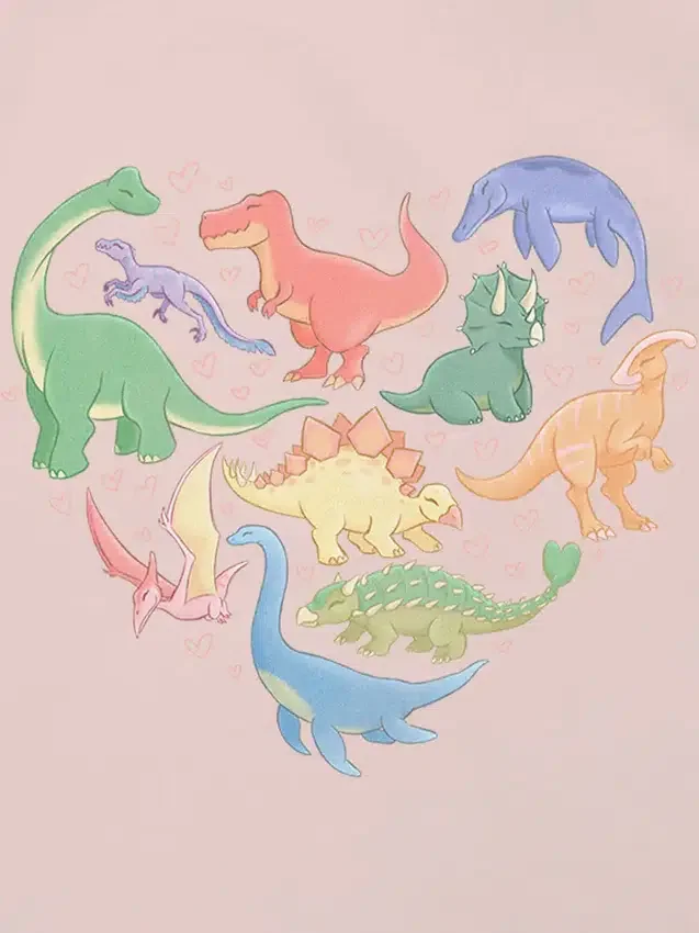Camiseta con diseño «Corazones de dinosaurios» para niños pequeños