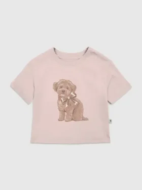 Camiseta con diseño de lazo de perrito para niños pequeños