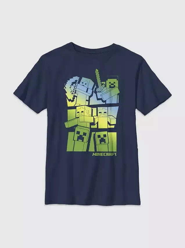 Camiseta con diseño de Minecraft para niños: Steve y Alex contra los mobs