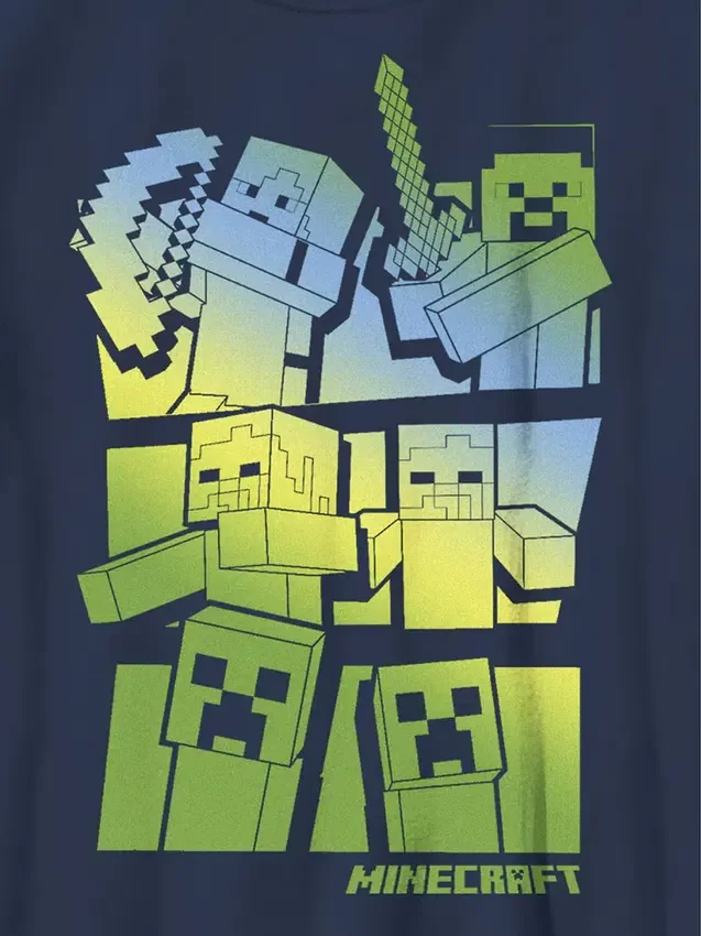 Camiseta con diseño de Minecraft para niños: Steve y Alex contra los mobs