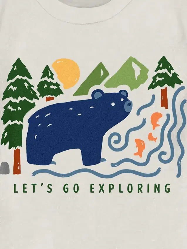 Camiseta con diseño de oso en el bosque para niños pequeños