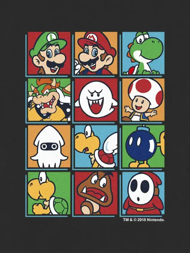 Camiseta con diseño de personajes de Nintendo en caja para niños pequeños
