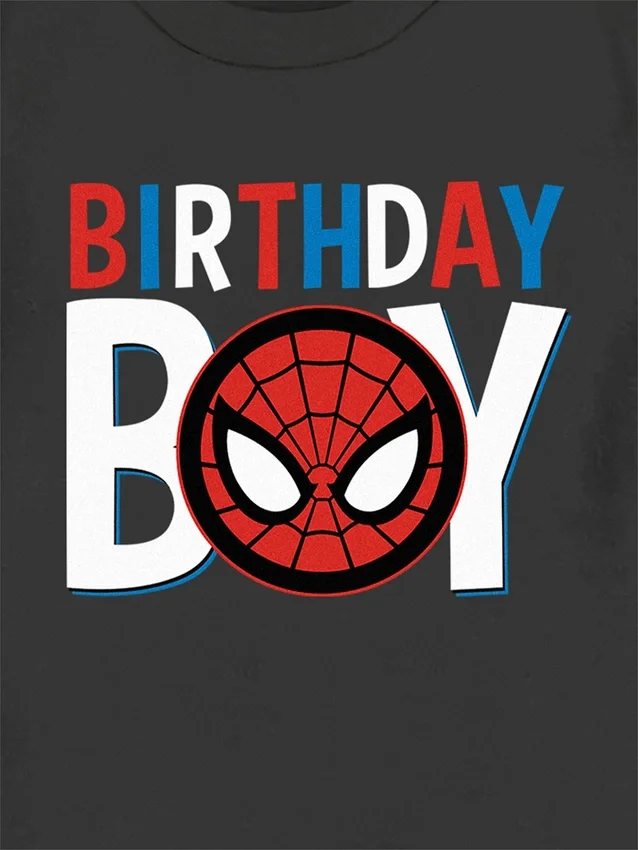 Camiseta con diseño de Spider-Man para niños pequeños «Birthday Boy»