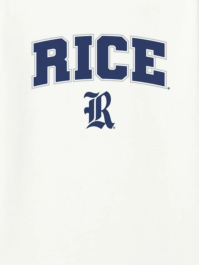 Camiseta con el Arch Logo de la Universidad de Rice como diseño secundario