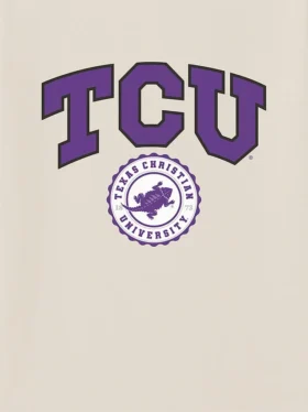 Camiseta con el sello universitario de la Universidad Cristiana de Texas (TCU) en diseño gráfico oscuro