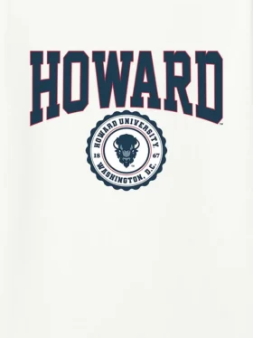 Camiseta con el sello universitario de la Universidad de Howard en diseño gráfico oscuro