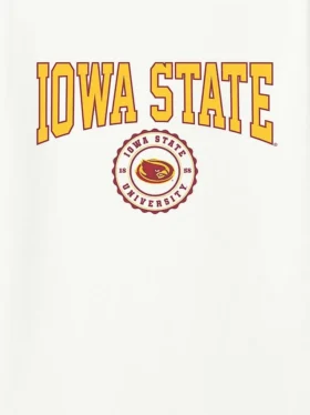 Camiseta con el sello universitario de la Universidad Estatal de Iowa en diseño gráfico oscuro