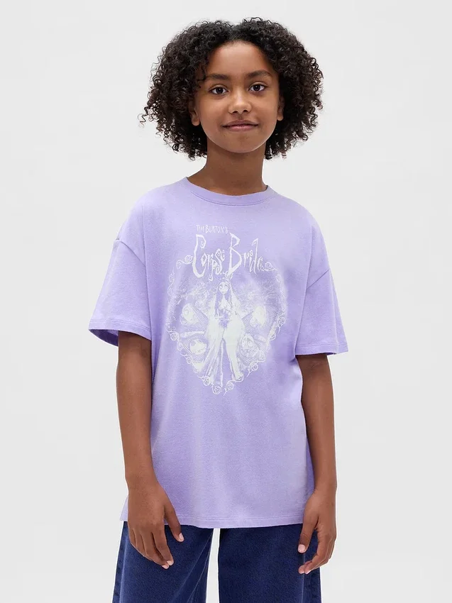 Camiseta con estampado para niños, estilo túnica oversize