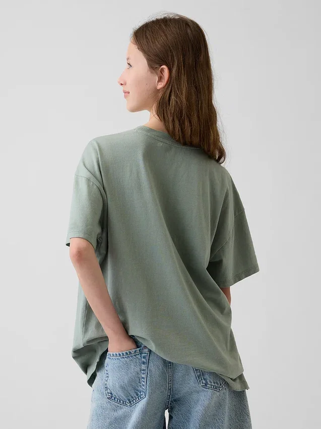 Camiseta con estampado para niños, estilo túnica oversize