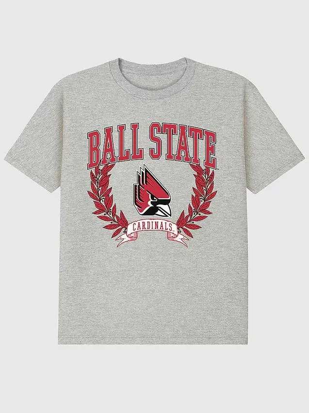 Camiseta con gráfico oscuro de los Laurels de la Universidad Ball State
