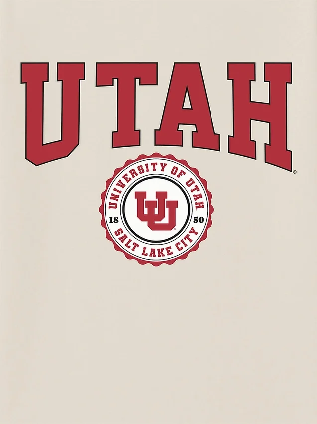 Camiseta con gráfico oscuro del sello universitario de la Universidad de Utah