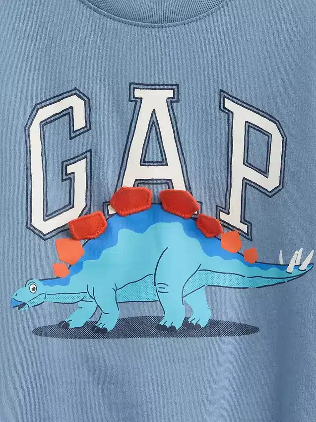 Camiseta con logotipo de dinosaurio para bebés y niños pequeños