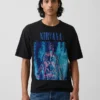 Camiseta corta con diseño de Nirvana de tejido grueso