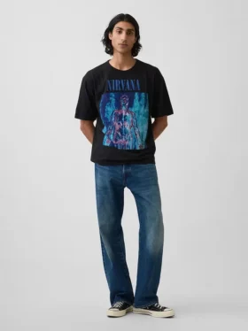 Camiseta corta con diseño de Nirvana de tejido grueso