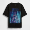 Camiseta corta con diseño de Nirvana de tejido grueso