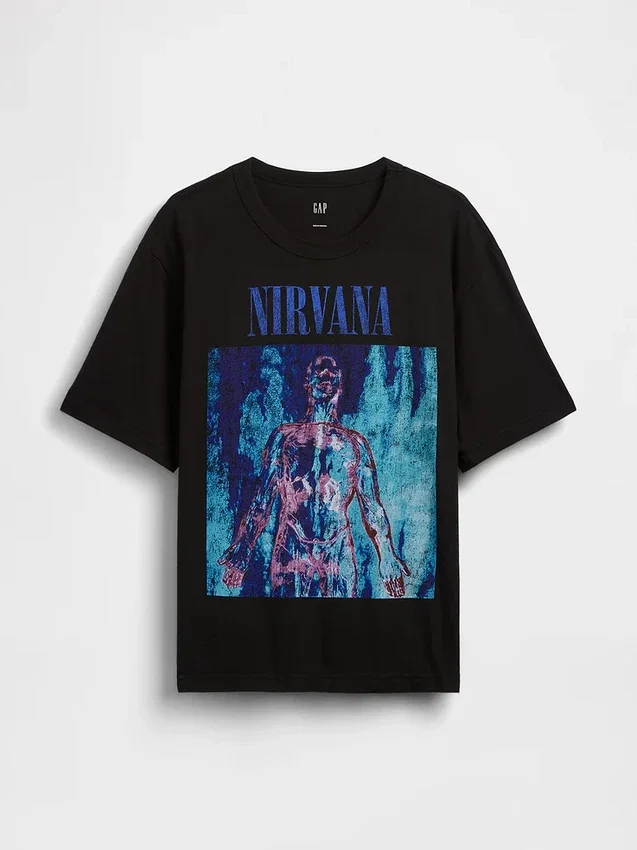 Camiseta corta con diseño de Nirvana de tejido grueso
