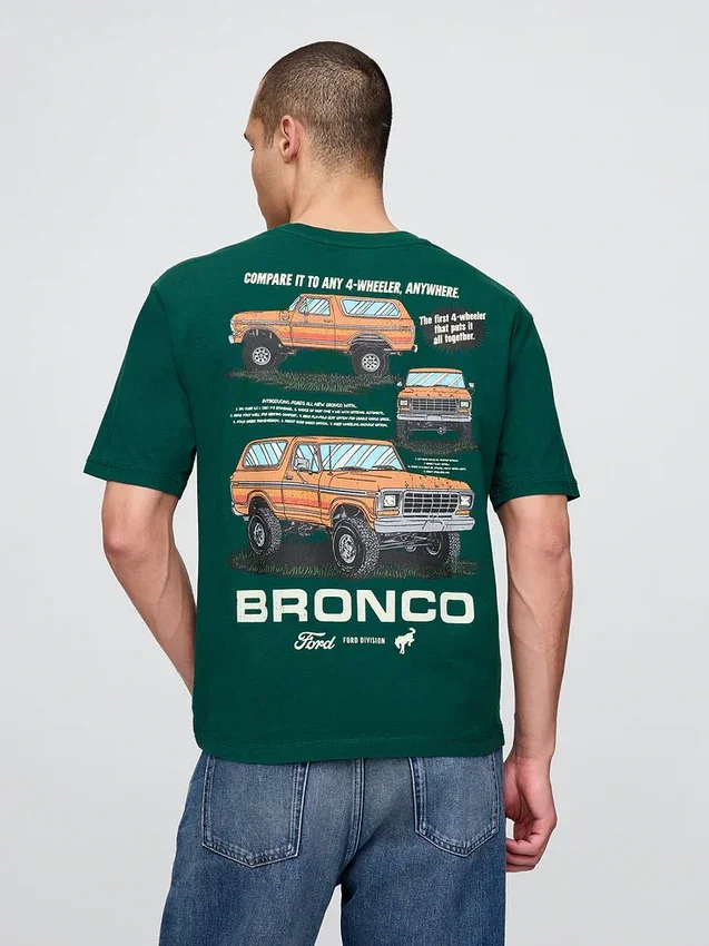 Camiseta corta de algodón grueso con diseño de Ford