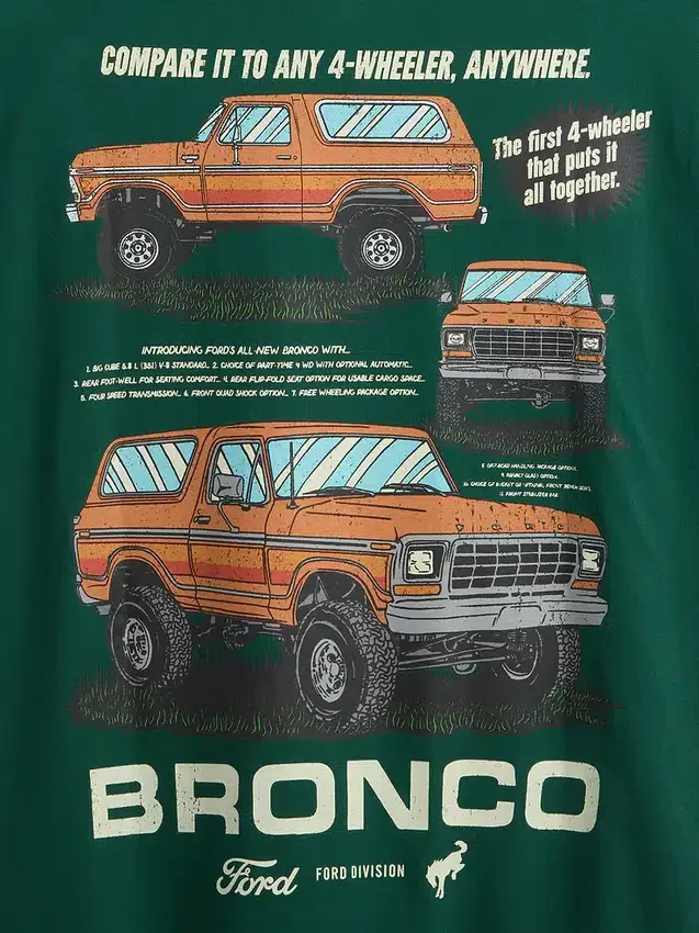 Camiseta corta de algodón grueso con diseño de Ford