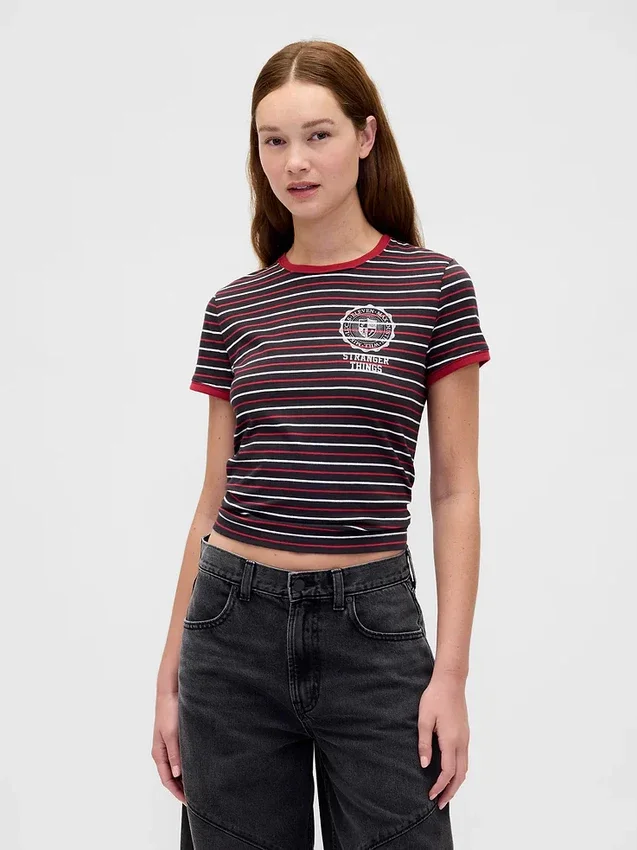 Camiseta corta de algodón orgánico Vintagesoft de «Stranger Things»