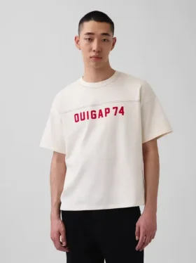 Camiseta corta de jersé grueso con logotipo de Ouigap