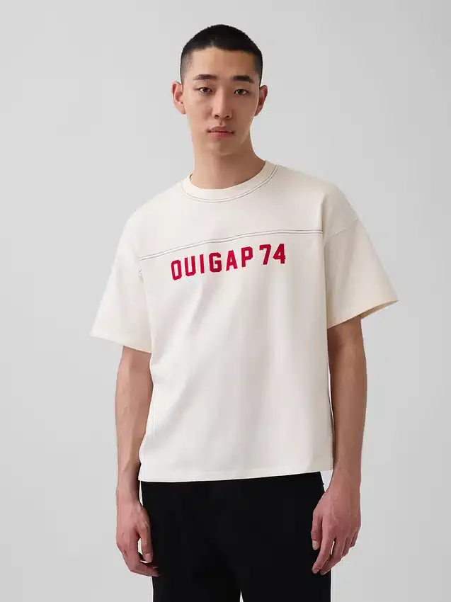 Camiseta corta de jersé grueso con logotipo de Ouigap