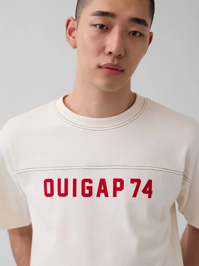 Camiseta corta de jersé grueso con logotipo de Ouigap