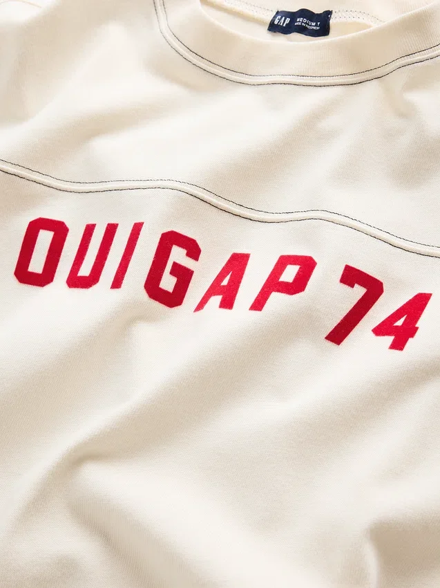 Camiseta corta de jersé grueso con logotipo de Ouigap