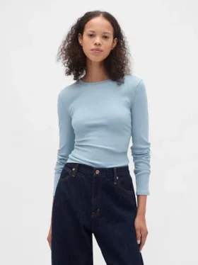 Camiseta corta moderna de canalé compacto