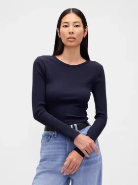 Camiseta corta moderna de canalé compacto