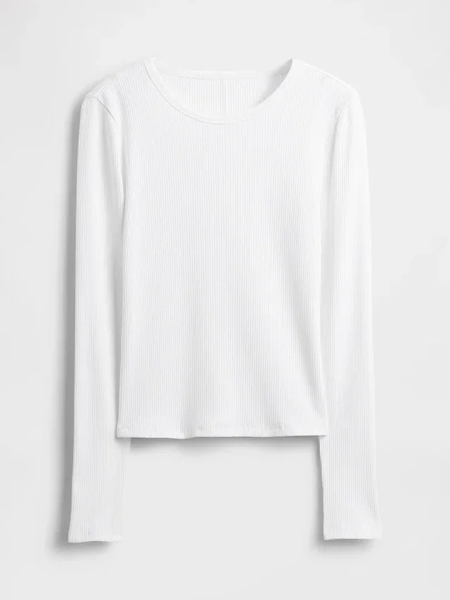 Camiseta corta moderna de canalé compacto