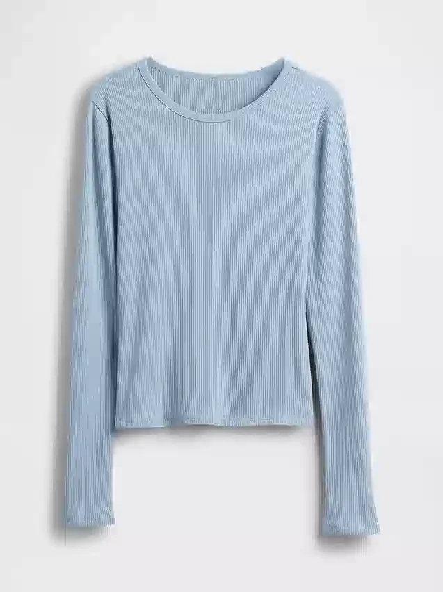 Camiseta corta moderna de canalé compacto
