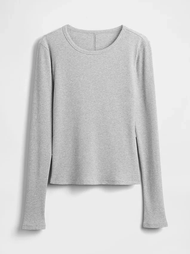 Camiseta corta moderna de canalé compacto