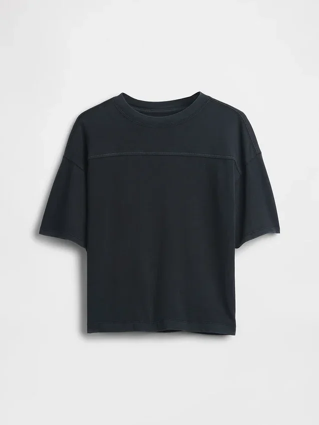 Camiseta de algodón de peso pesado con costuras para niños
