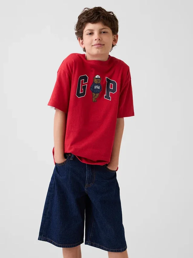 Camiseta de algodón grueso con corte holgado y Gap Logo para niños
