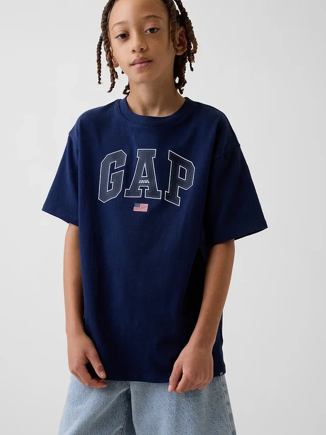 Camiseta de algodón grueso con corte holgado y Gap Logo para niños