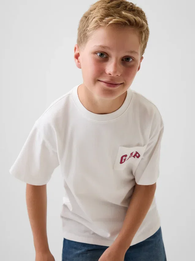 Camiseta de algodón grueso con corte holgado y Gap Logo para niños