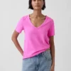 Camiseta de algodón orgánico Vintagesoft con cuello en V