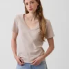 Camiseta de algodón orgánico Vintagesoft con cuello en V