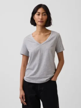 Camiseta de algodón orgánico Vintagesoft con cuello en V