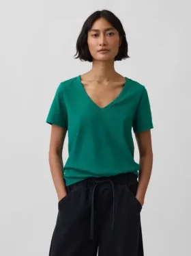 Camiseta de algodón orgánico Vintagesoft con cuello en V