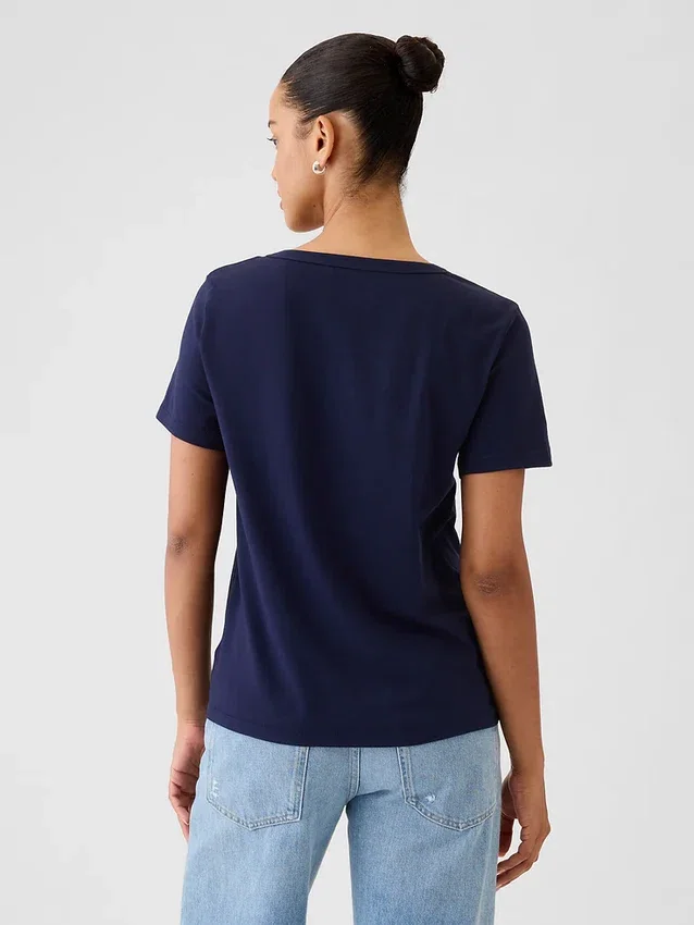 Camiseta de algodón orgánico Vintagesoft con cuello en V