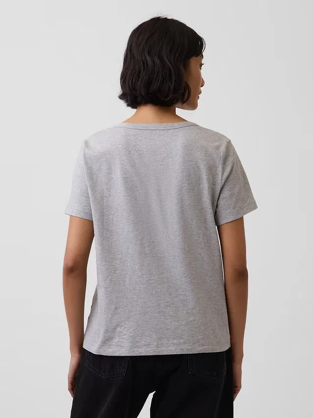 Camiseta de algodón orgánico Vintagesoft con cuello en V