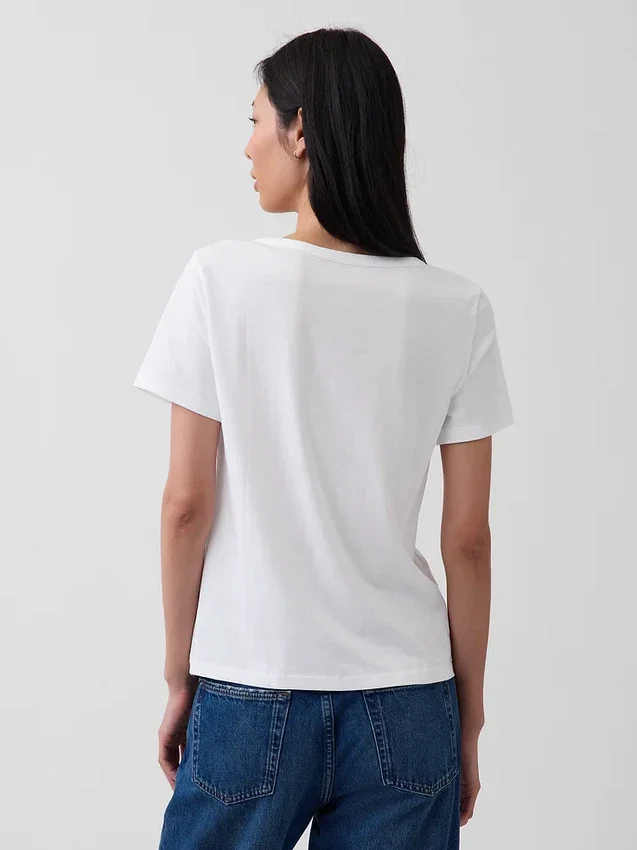 Camiseta de algodón orgánico Vintagesoft con cuello en V
