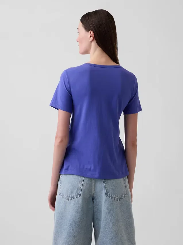 Camiseta de algodón orgánico Vintagesoft con cuello en V