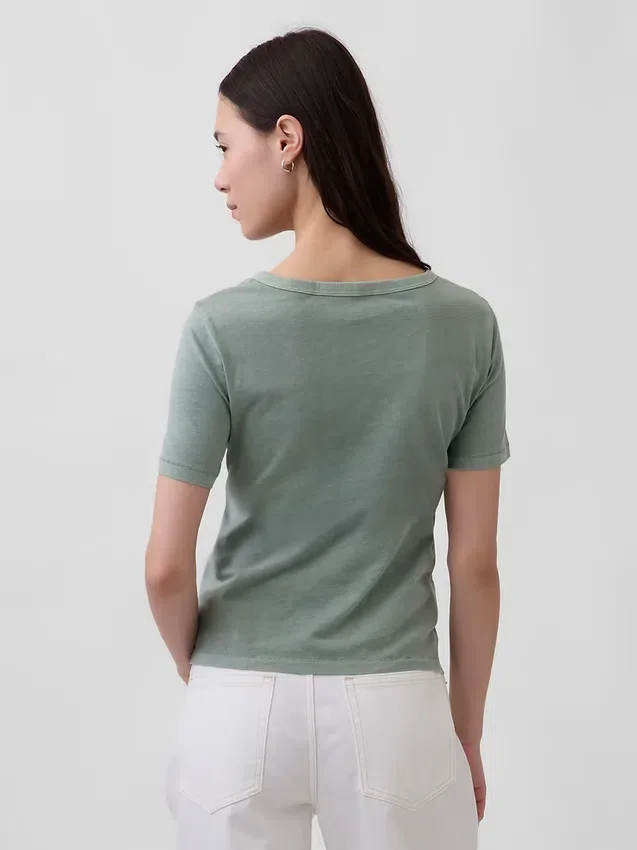 Camiseta de algodón orgánico Vintagesoft con cuello en V