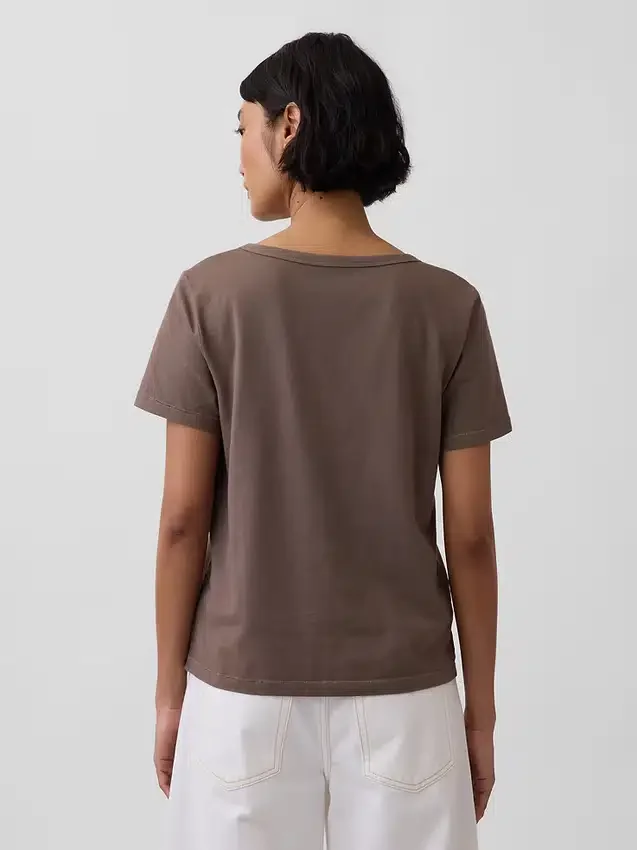 Camiseta de algodón orgánico Vintagesoft con cuello en V