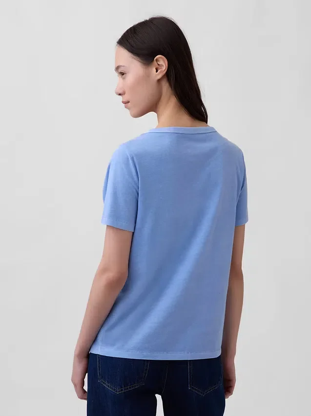 Camiseta de algodón orgánico Vintagesoft con cuello en V
